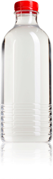 Bouteille en plastique Ana PET 1000 ml - Bouche 38/33 avec 3 filets - Transparente et Cylindrique_0