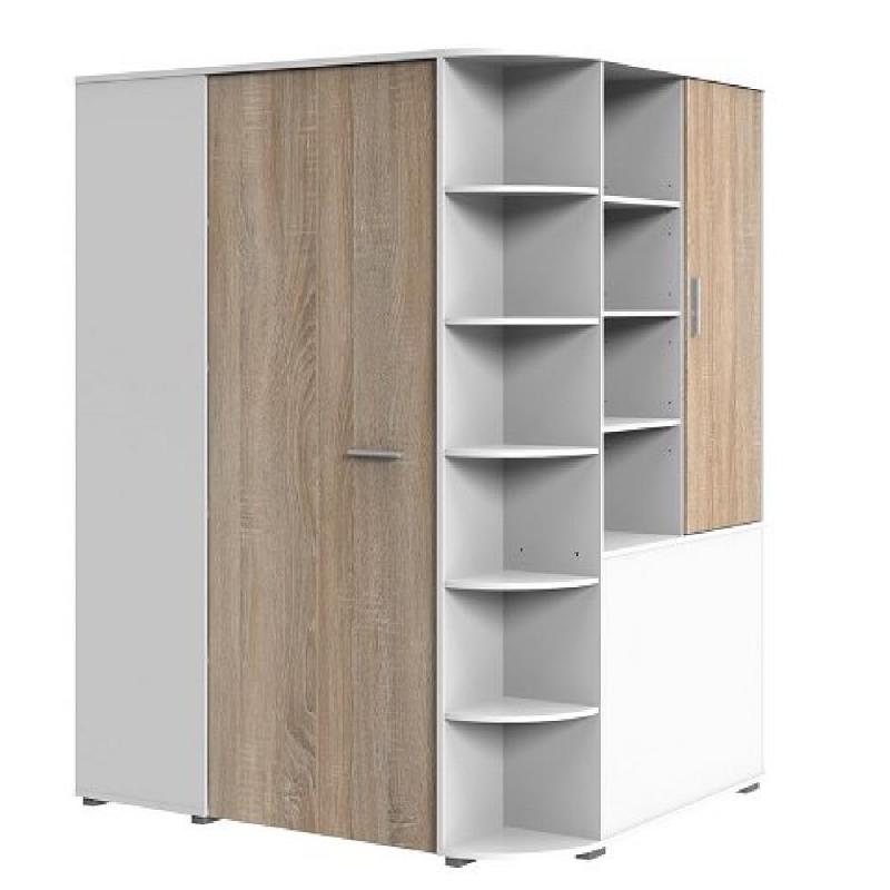 ARMOIRE DRESSING D'ANGLE VOLVERINE BLANC / COLORIS CHÊNE_0