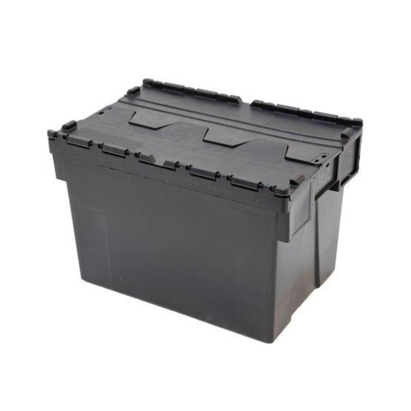 Bac navette Rolléco 600 x 400 x 400 mm - 69L - Couvercle amovible noir - Polypropylène avec porte-étiquettes_0