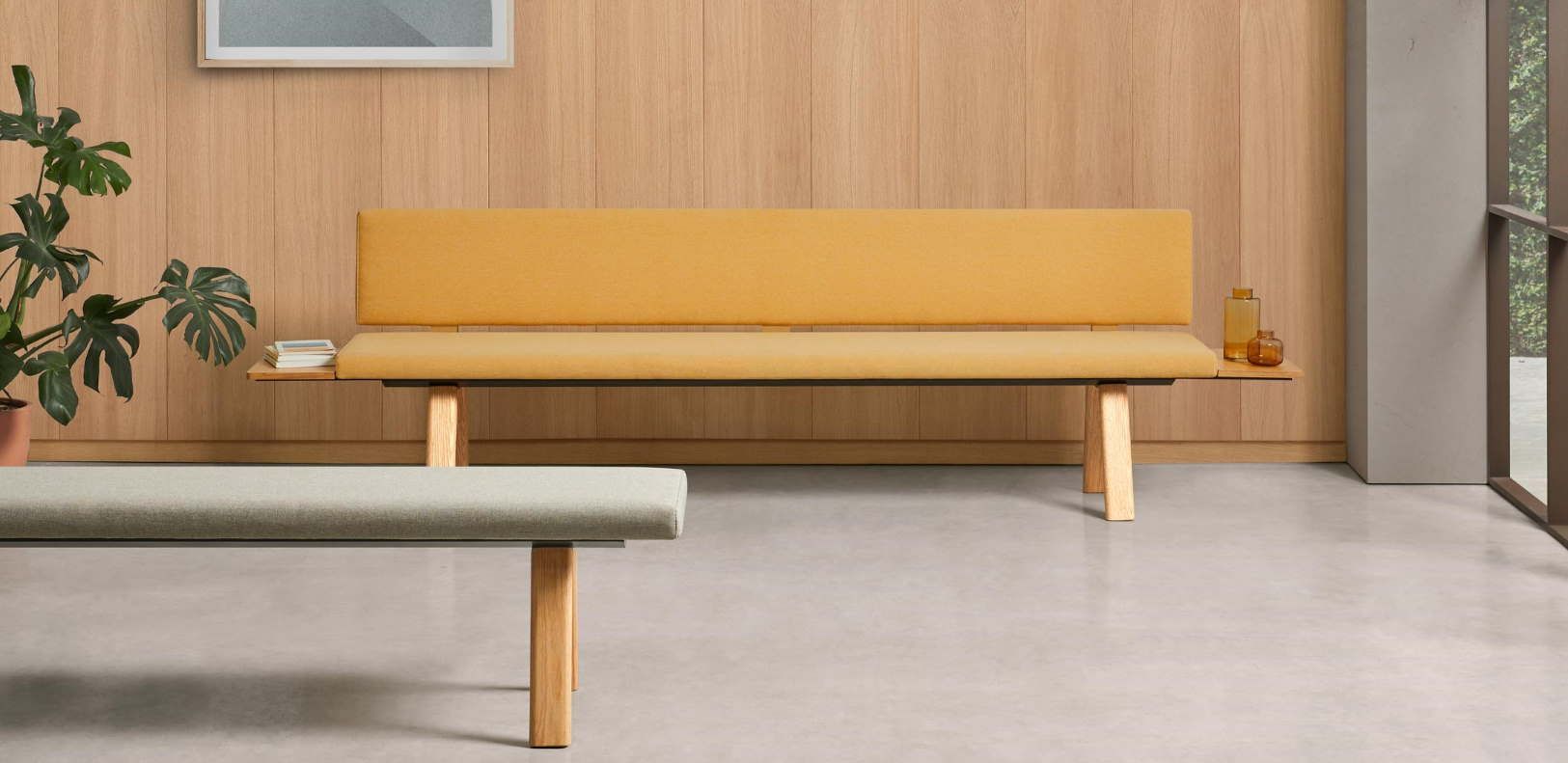 Banc d'accueil Plania - design intemporel, modulable avec piètements bois ou métalliques_0