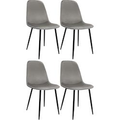 CLP Chaise de salle à manger Maryam Gris clair/Velours - gris textile 327438_0
