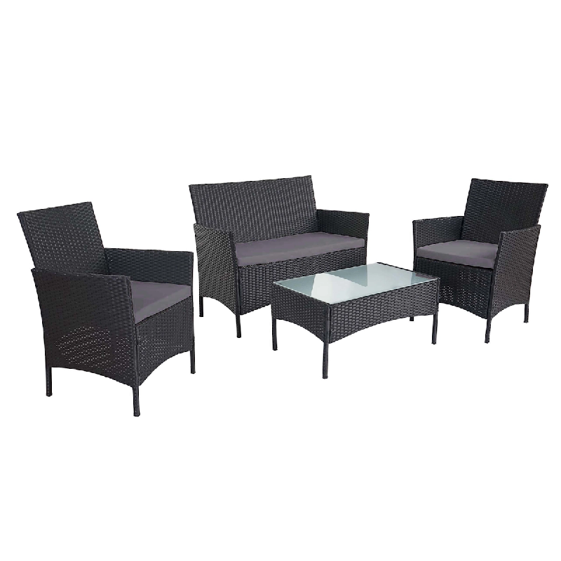 Décoshop26 - 2-1-1 Salon de jardin Garnir Halden, Assis Chambre Lounge Set Sofa ~ Anthracite, Coussin Anthracite 04_0000055 - 3000249868987_0