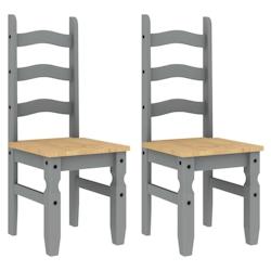 Décoshop26 - Set de 2 chaises de salle à manger design rustique en bois massif de pin gris DEC025497 - gris 3000255279876_0