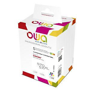 OWA Cartouche d'encre remanufacturée compatible CANON PGI-570XL : CLI-571XL (K10519OW) - Pack de 5 - Noir + Noir Photo + Couleurs_0
