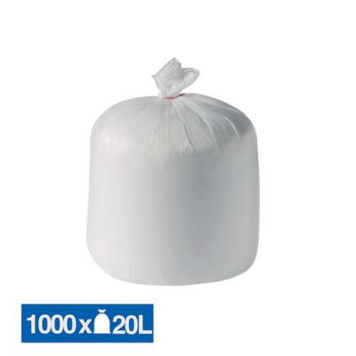 Sacs poubelle déchets légers 1er prix blancs 20 L, lot de 1000_0