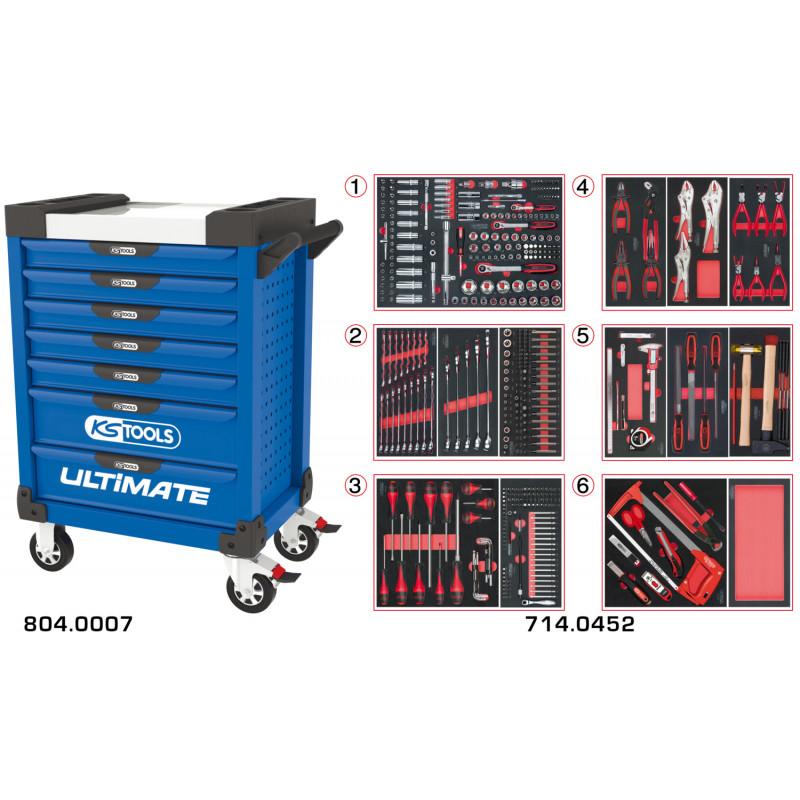 Servante PEARLline bleue 7 tiroirs équipée de 455 outils - KS Tools | 804.7452_0