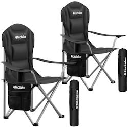 TecTake GmbH tectake Chaise de camping rembourrée pliable MTX  noir - 406196 - noir acier 406196_0