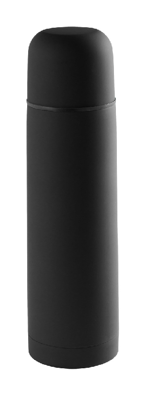Thermos en acier inoxydable - finition caoutchoutée - 500 ml - couleur noire - livré en boîte papier_0