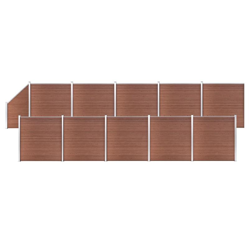 Vidaxl ensemble de clôture wpc 10 carré + 1 incliné 1830x186 cm marron 3053224_0