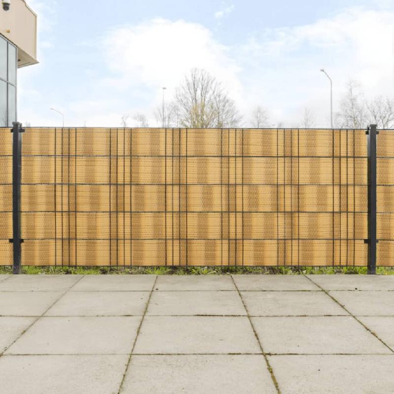 Vidaxl paravents de balcon 5 pcs marron clair 255x19 cm résine tressée 156316_0