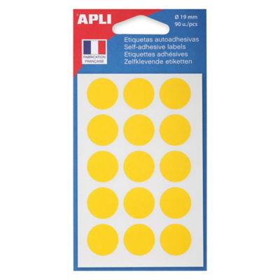 Apli Pastilles adhésives de couleur, Ø 19 mm - Pochette de 90, coloris jaune_0