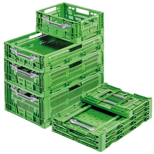 Bac plastique pliable ajouré vert 600 x 400 x 120 mm - Réf : BAC159BP6412000_0