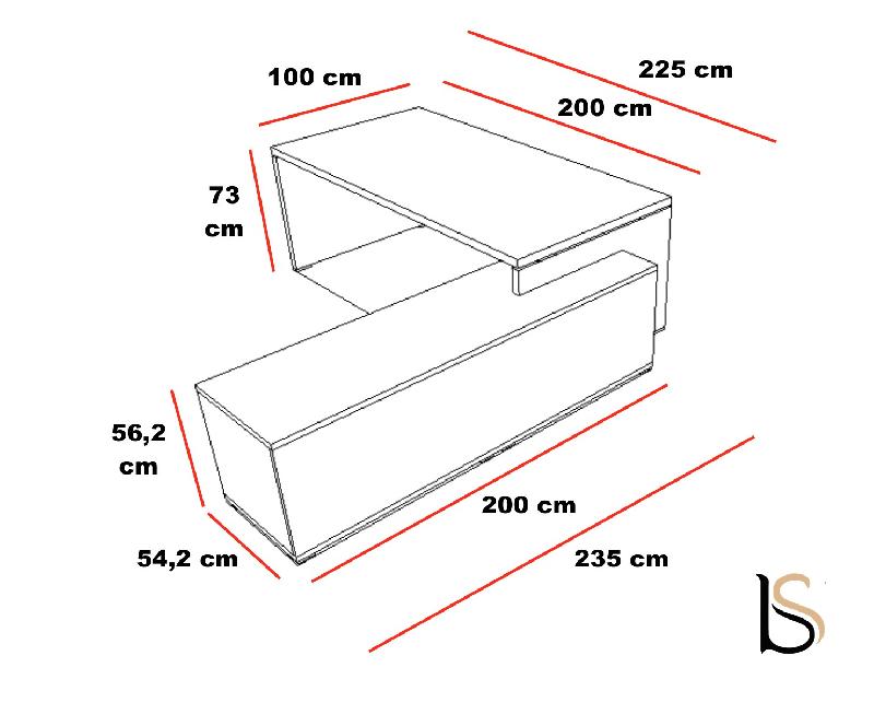 Bureau pour manager bicolore TAK - Mobel Linea - 225, Droite, Chêne grisé_1
