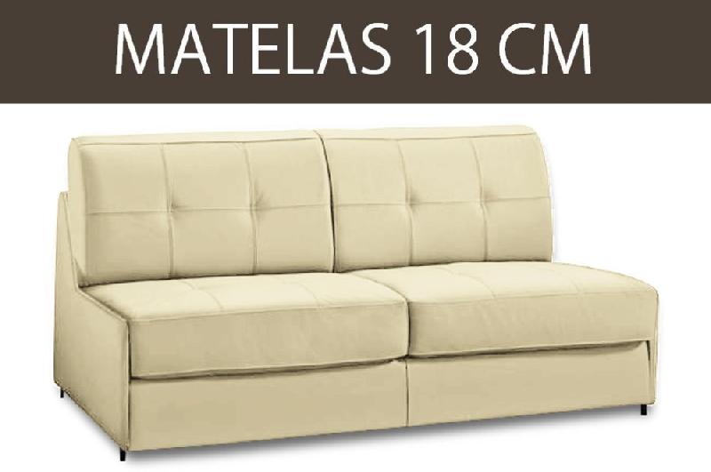 CANAPÉ LIT COMPACT 3 PLACES DENSO EXPRESS 140CM CUIR VACHETTE BEIGE MATELAS 18CM_0