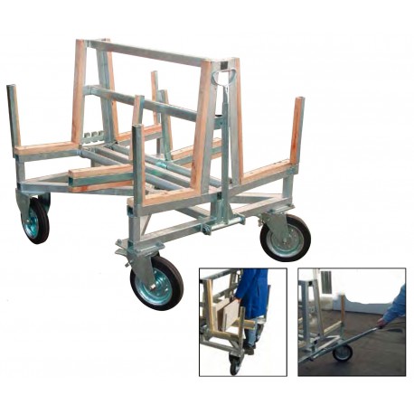 Chevalet de manutention sur roues galvanisé - timon - capacité 1400 kg - Référence 46002723A_0