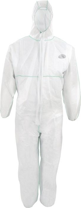 Combinaison de protection chimique CoverTex® taille XXXL - Blanc - Catégorie EPI III - PROMAT - Coutures vertes - Antistatique - Respirante_0