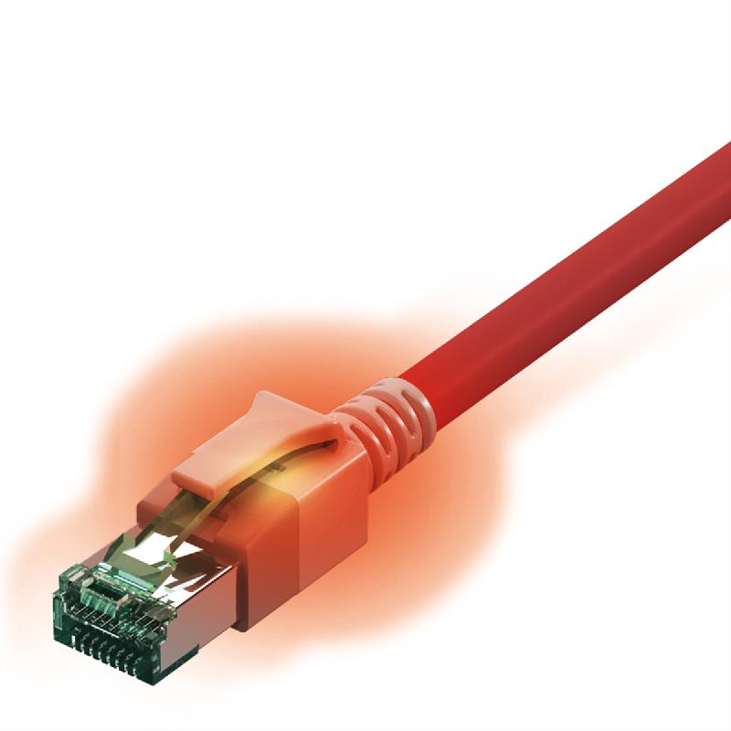 Cordon EasyLan DualBoot® LED Cat.6A (Classe EA) S/FTP, LSOH, rouge, 0,5 m_0