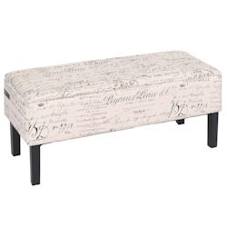 Décoshop26 - Banc banquette coffre de rangement en tissu crème avec écriture 95 x 36 x 44  cm 04_0005825 - 3000261519454_0