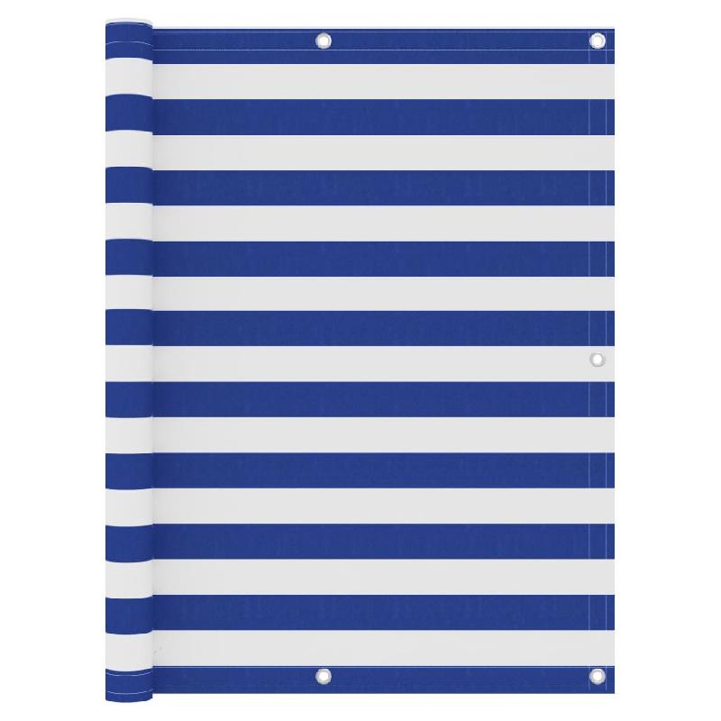 ÉCRAN DE BALCON BRISE PARE VUE PROTECTION CONFIDENTIALITÉ 120 X 600 CM TISSU OXFORD BLANC ET BLEU 02_0010065_0