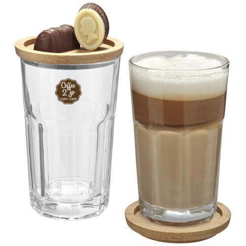 Ensemble de 2 verres avec sous-verre Linden - 250 ml - Verre et bambou - Boîte cadeau Seasons_0