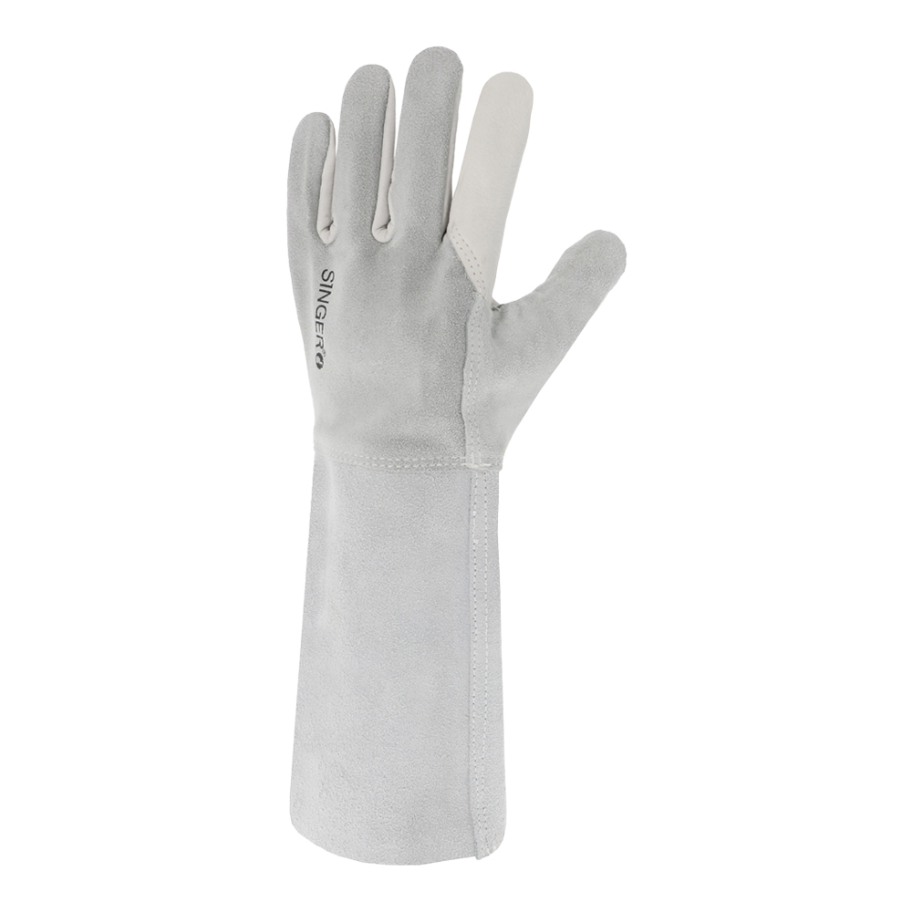 Gants de protection en cuir de bovin avec paume fleur, dos et manchette 20cm croûte (Taille 10) - PMCM10 - Singer Safety_0