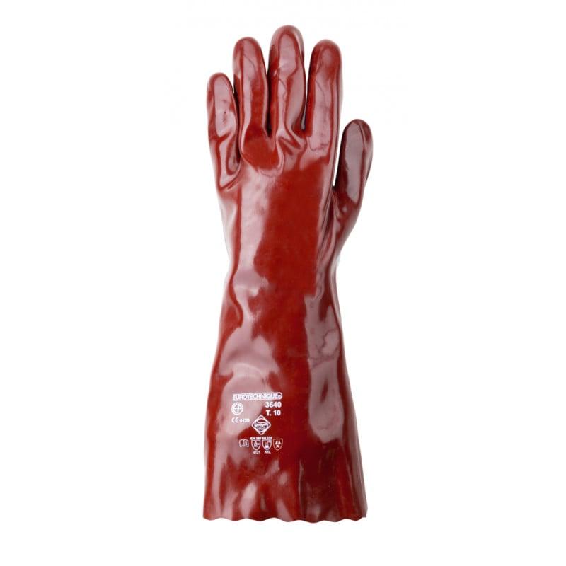 Gants EUROCHEM 3640, coton, enduit PVC rouge, Longueur 40cm - COVERGUARD | MO3640_0