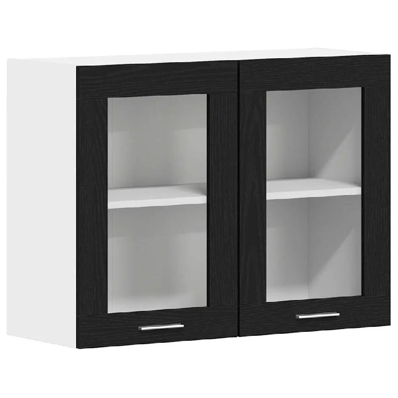 Helloshop26 - Armoire suspendue moderne avec étagère espace de rangement 80 x 31 x 60 cm en bois d'ingénierie noir 02_0051958 - noir Bois massif 30_0