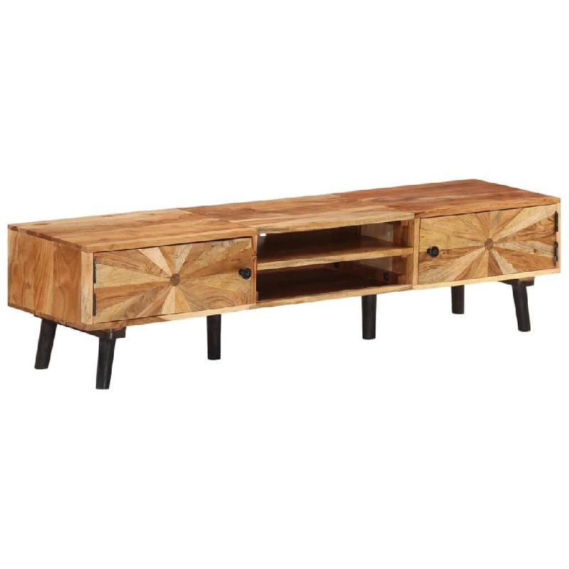 Helloshop26 - Meuble TV multimédia étagère télévision buffet téléviseur salle à manger salon chambre 145 x 35 x 35 cm bois d'acacia 02_0025945_0