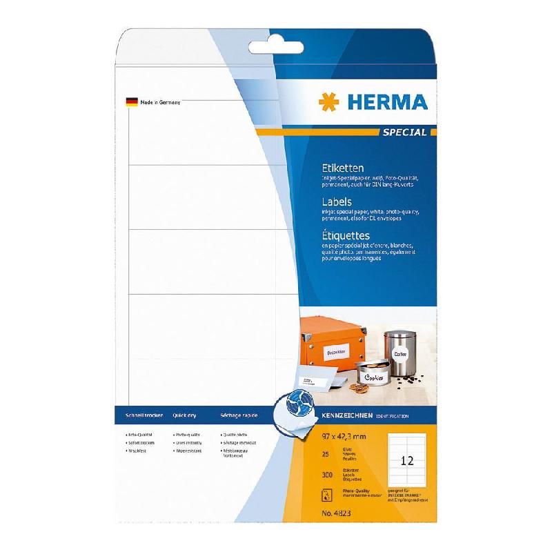 HERMA ETIQUETTES SPÉCIAL JET D'ENCRE - HERMA -  9,7 X 42,3 MM - BOITE DE 300
