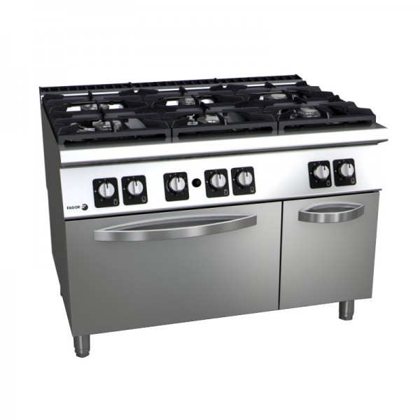 Piano de cuisson professionnel 6 feux gaz avec four fagor - c-g961_0