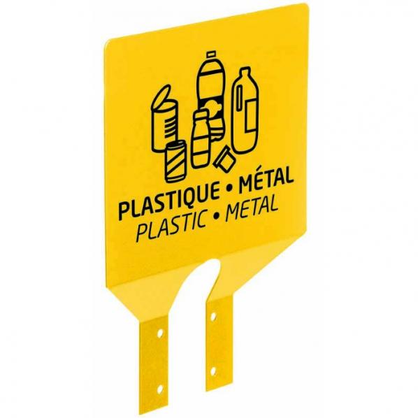 Plaque signalétique tri sélectif pour poteau PLASTIQUE, METAL / Jaune_0