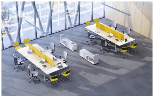 Play&Work - Bureau open space design pour 6 personnes - Bench avec finitions personnalisables et options de cloisons_0