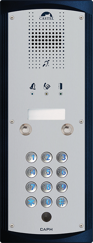Portier téléphonique audio à 2 boutons d'appel et clavier conforme loi Handicap avec carte suppression de bruit de fond intégrée - CAPH 2B CLAV BRUIT_0