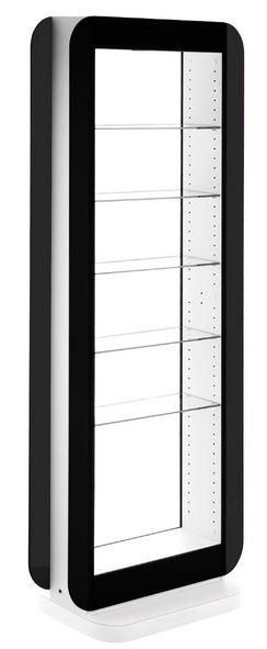 Présentoir senso bois - structure mélaminée avec 6 étagères en verre - 72 x 40 x 175 cm_0