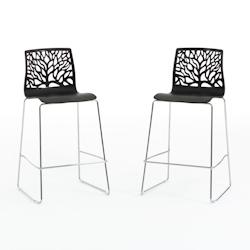 RATTATAN Lot de 2 tabourets de bar en polypropylène, pieds en métal, pour bar, restaurant ou cuisine, au design moderne et élégant – Flora XL _0
