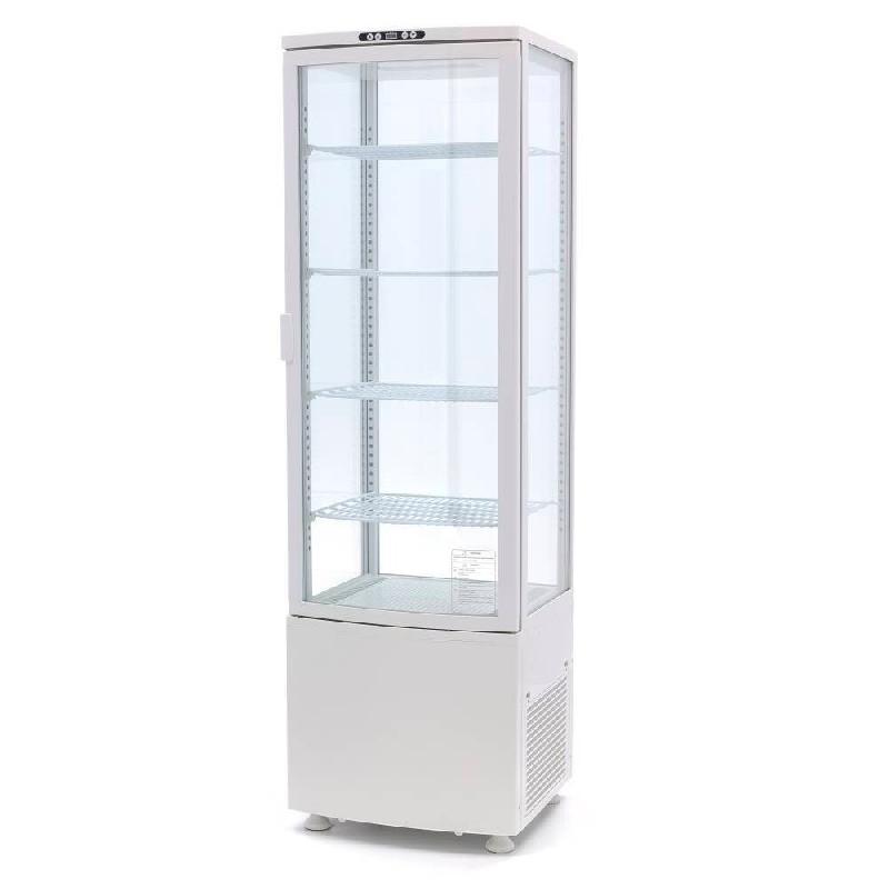 Romux® Vitrine Réfrigérée 4 Étagères avec 1 Porte Battante Blanche 230 litres Ventilée | Vitrine au sol en verre droit - 8436604198744_0