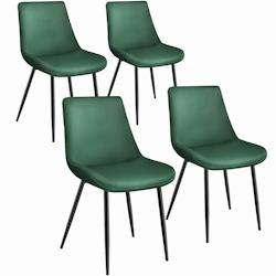 Tectake Lot de 4 chaises Rembourrées aspect velours ergonomiques vert foncé - 404930 - vert polyester 404930_0