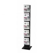 4035 - Porte-brochure double face - Afix Diffusion - Hauteur 173 cm - Structure aluminium anodisé laqué noir_0