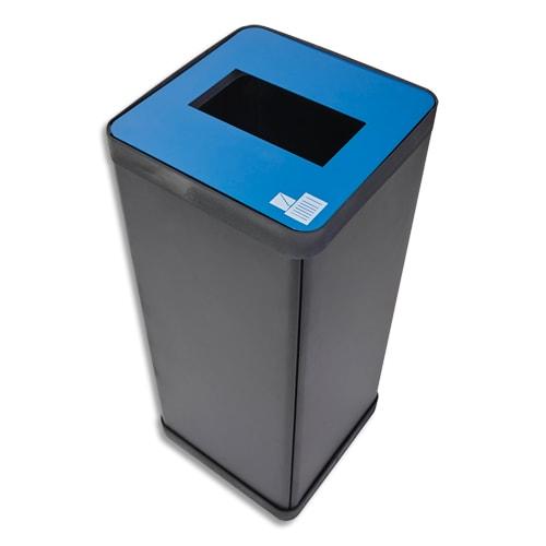 Alba - Poubelle de tri sélectif 50L en acier et ABS bleu pour déchets papier - Dim. L31 x H73 x P31 cm_0