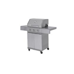 Aro METRO PROFESSIONAL Barbecue à gaz Texas, 3 brûleurs, sur chariot, acier revêtu en poudre, 157 x 64 x 122 cm, puissance de 9kW, 4 roulettes, arg_0
