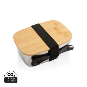 Boîte à lunch en acier avec couvercle en bambou et cuichette référence: ix353209_0