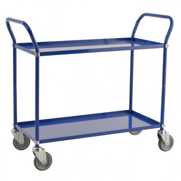 Chariot de service 2 tablettes Bleu - 250 kg - 4 roues pivotantes - Disponible avec ou sans freins - Marque KONGAMEK_0