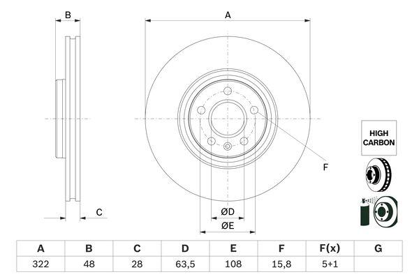 Disque de frein Bosch 0986479F90 - ventilé - côté avant_0