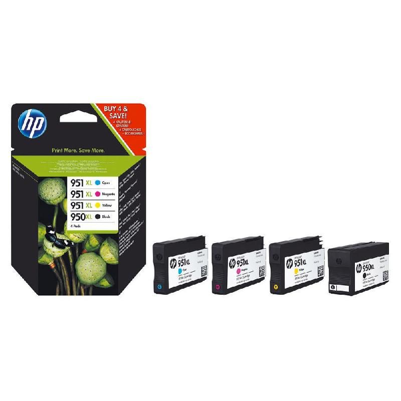 HEWLETT PACKARD CARTOUCHE D'ENCRE 950XL / 951XL (C2P43AE) - PACK DE 4 - GRANDE CAPACITÉ - COULEUR: NOIR, TRICOLORE (LOT DE 4 CARTOUCHES)