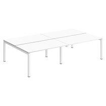 Pôle 4 bureaux droits Teamline - L 280 cm - Plateaux blanc - Piètement métal blanc arche - Fabrication française_0