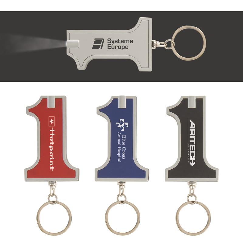 Porte-clés LED en forme de chiffre 1 - Impression personnalisée - Couleurs disponibles_0