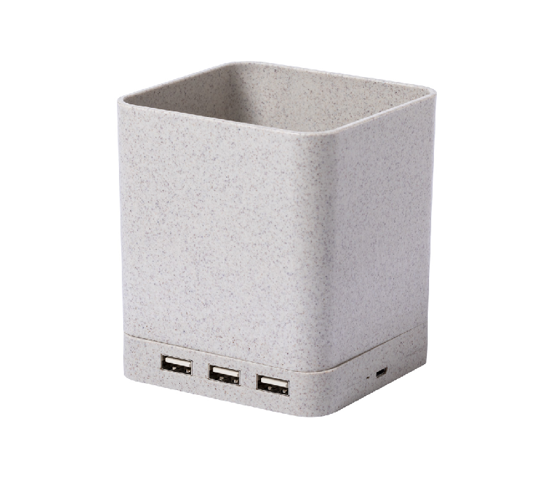 Pot à crayons multifonctions - plastique écologique - support téléphone - chargeur sans fil - hub USB 3 ports_0