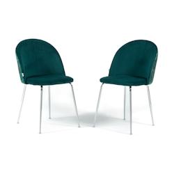 RATTATAN Lot de 2 chaises en velours décoratif d’intérieur, pieds en métal, design élégant pour cuisine, salle à manger, restaurant – Sara â_0