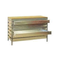 SimonRack Banque de travail sans vis avec tiroirs SIMONWORK BT5 BOX. Couleur GRIS/BOIS 842x1210x760 mm - gris métal 8435104932902_0