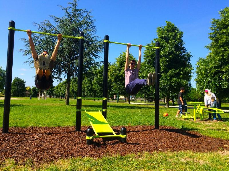 Street Workout DAMAPRO - Barre fixe abdos en acier galvanisé thermolaqué pour parc sportif en plein air_0